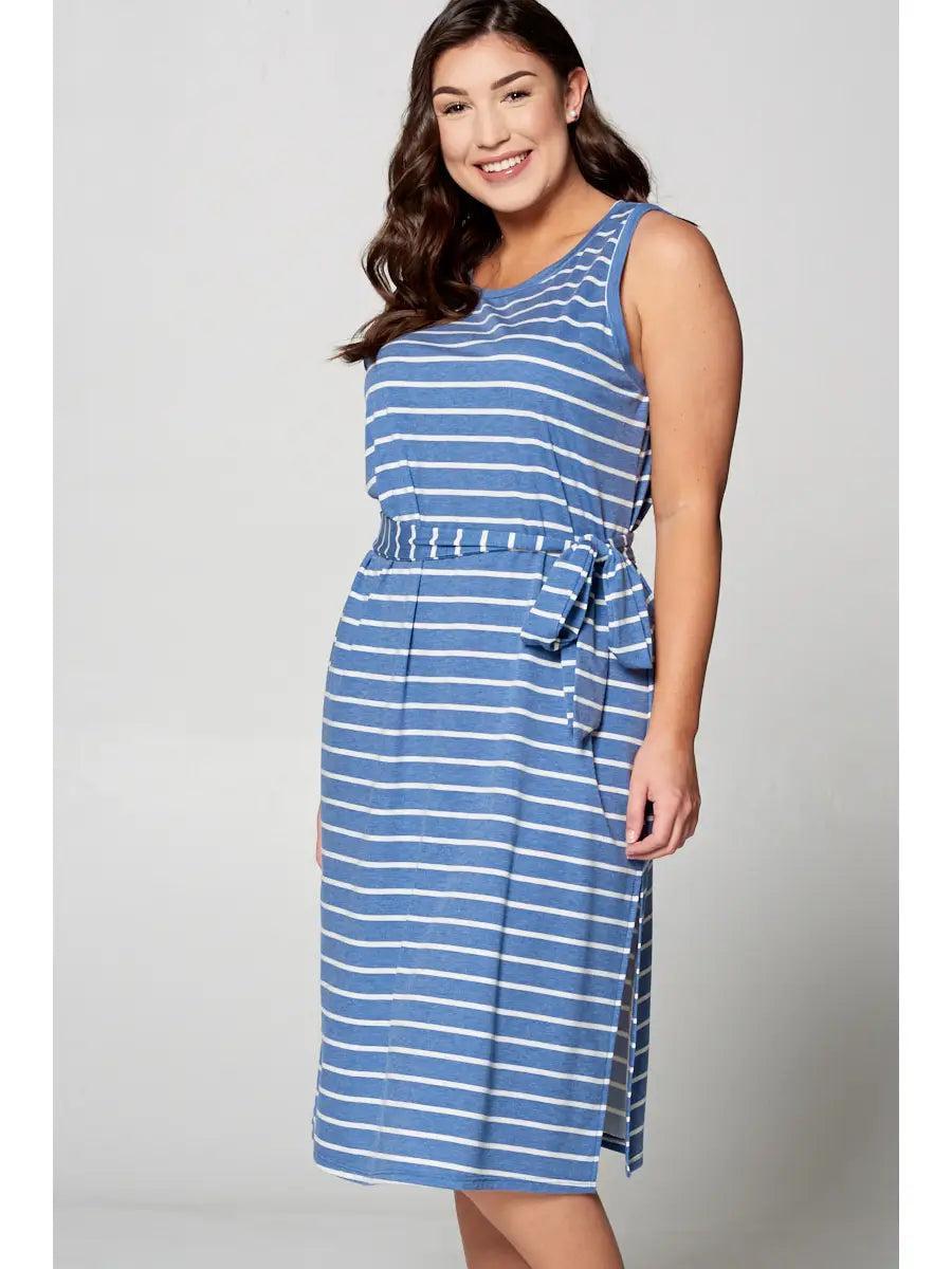 Sleeveless Stripe Midi Dress Female Product Image