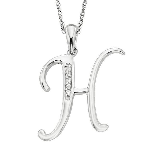 Sterling Silver Diamond Accent Initial Pendant, Womens Product Image