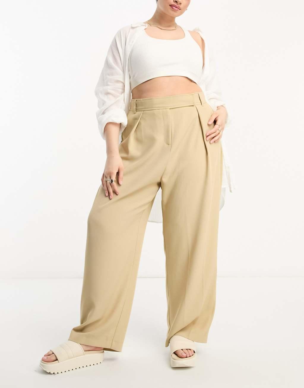 River Island Plus wide leg tailored dad pants product image