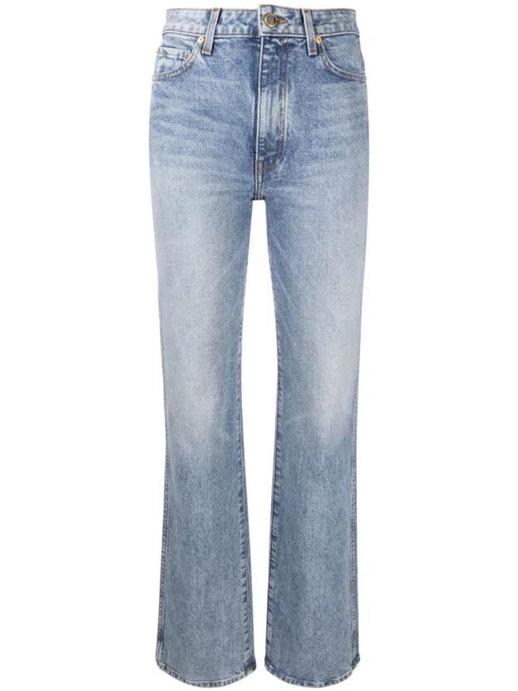 Buttoned Straight Leg Jeans In Sky Blue product image