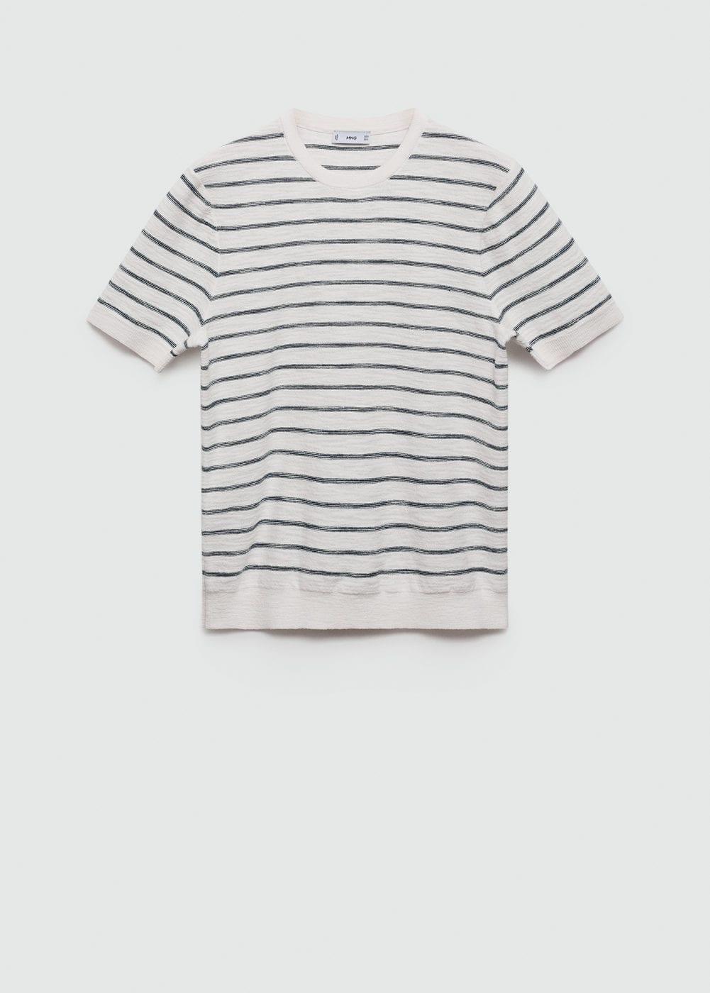 Mango Mens Striped Knit Cotton T-Shirt Product Image