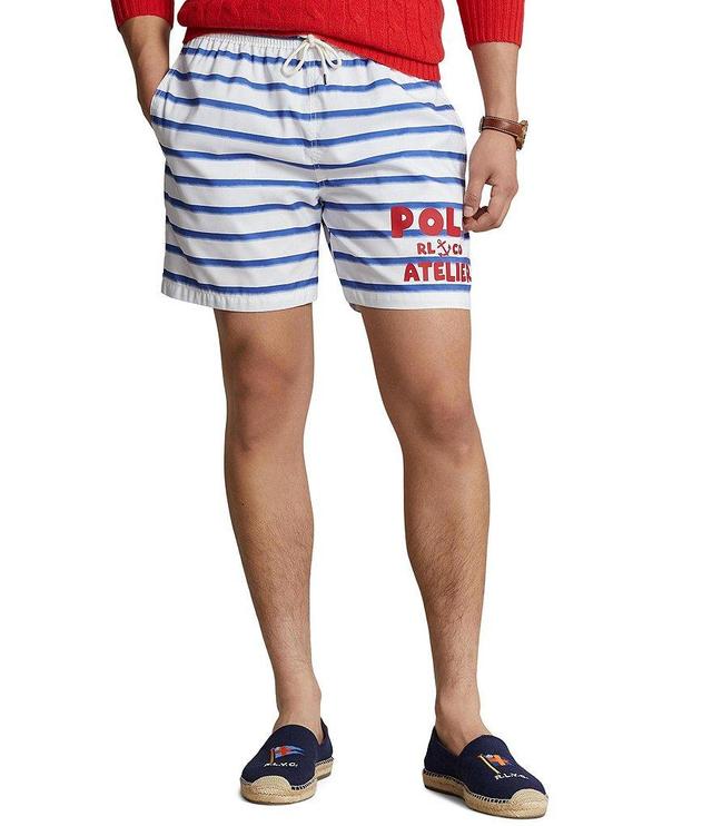 Polo Ralph Lauren Traveler Classic Fit Striped 5.75#double; Inseam Swim Trunks Product Image