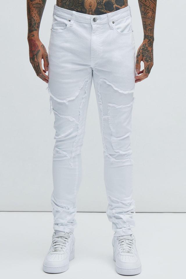 Got Your Back Patched Stacked Skinny Jeans - White Product Image