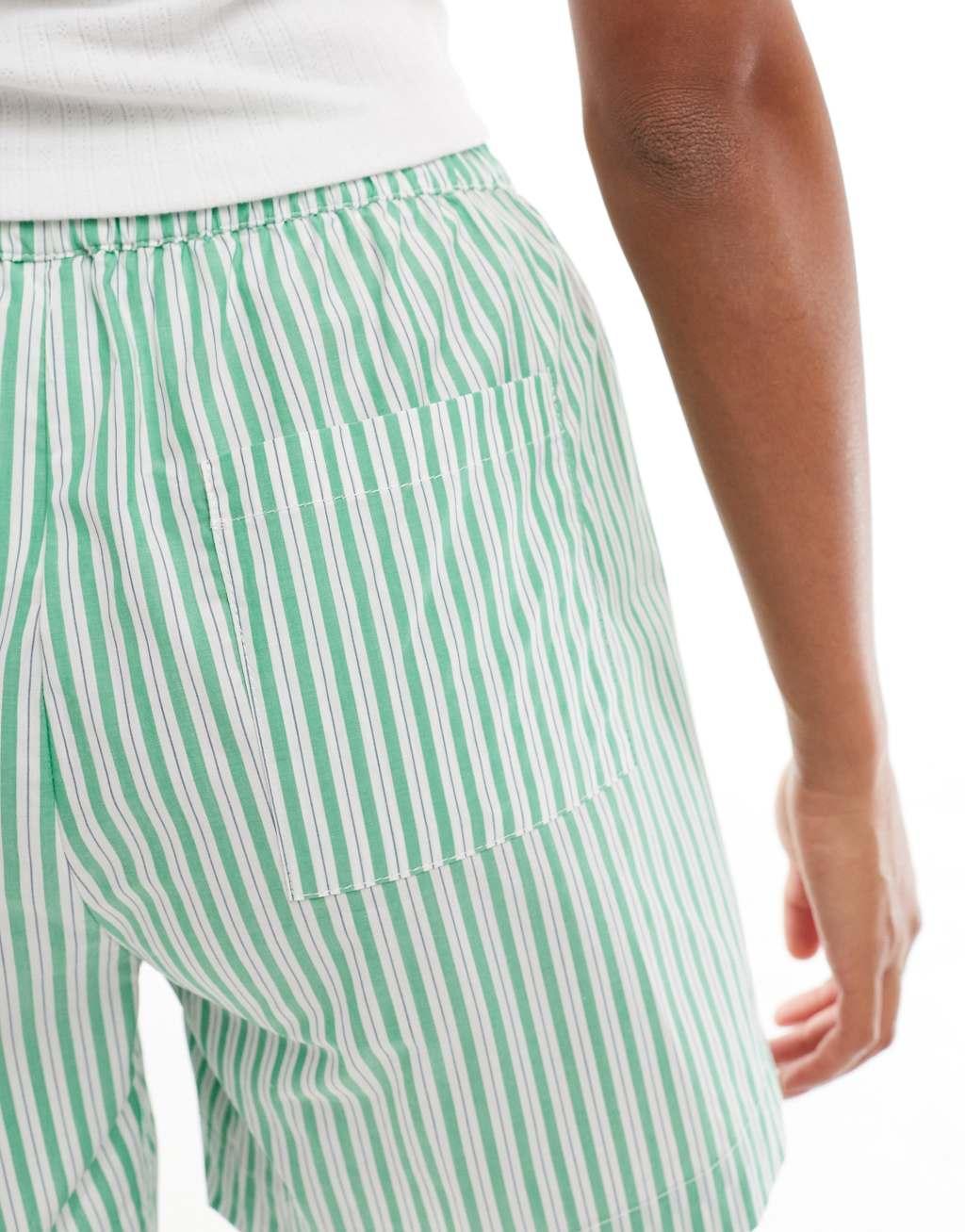 Cotton On boxer style pajama shorts in green stripe Product Image