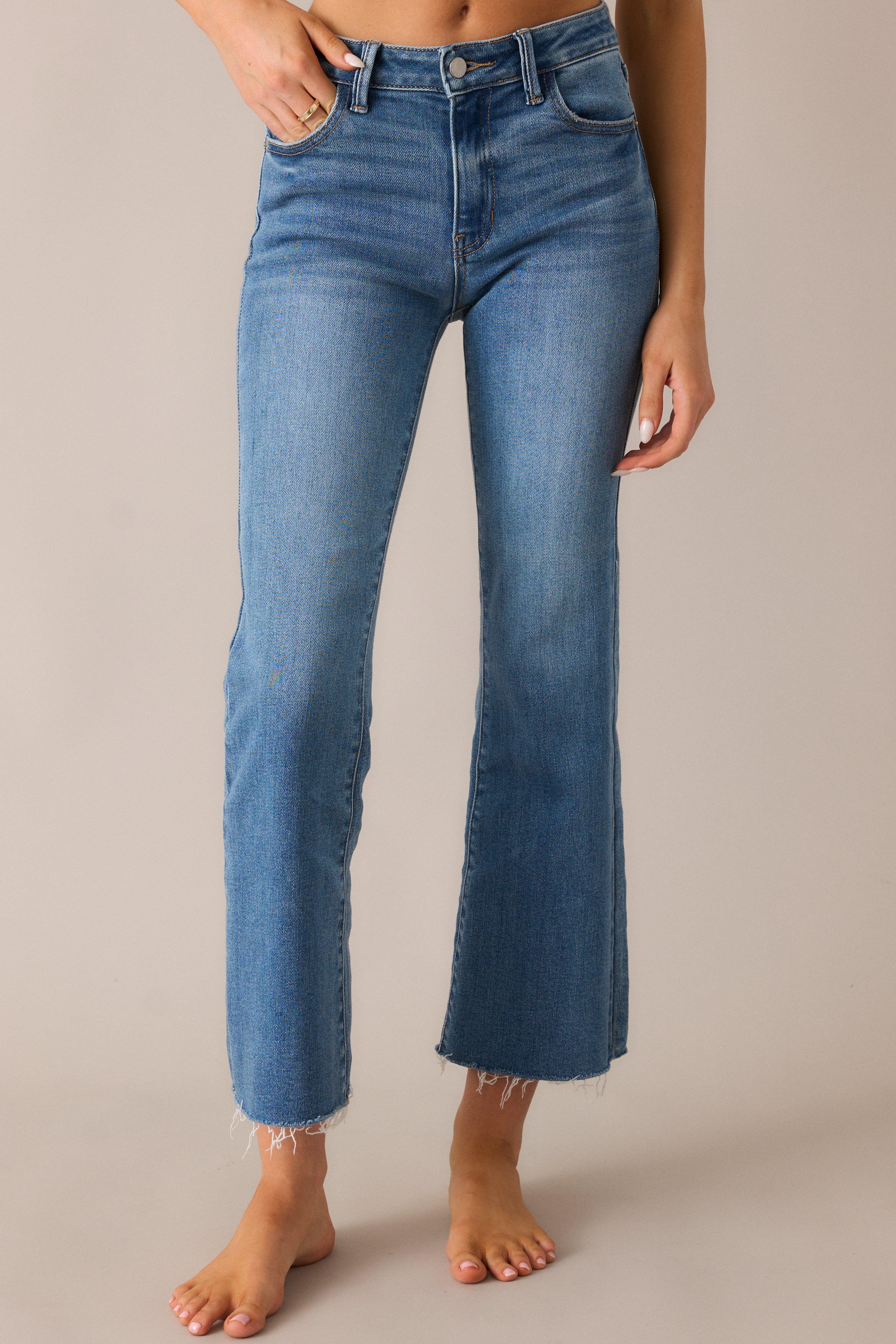 Nightfall Spark Medium Wash Cropped Flare Jeans Product Image