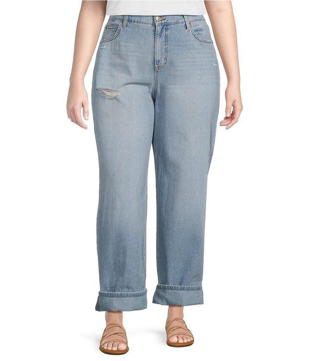 Jessica Simpson Plus Size Valentine High Rise Wide Leg Boyfriend Jeans Product Image