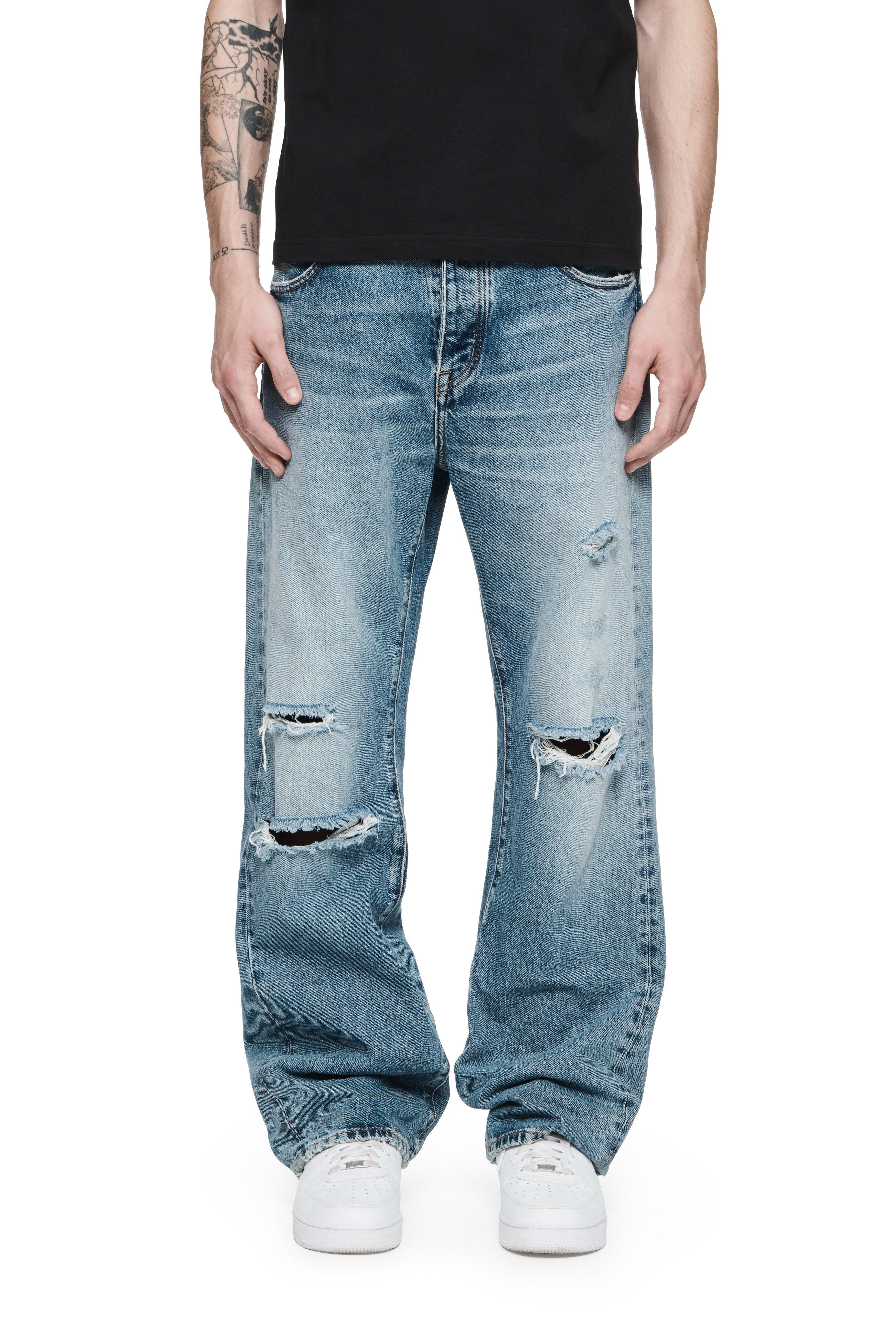 P018 BAGGY JEAN - Indigo Stone Wash Destroy Male Product Image