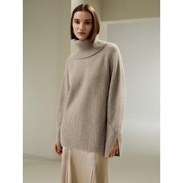 Oversized Merino Wool Sweater with Slit Sleeves Product Image