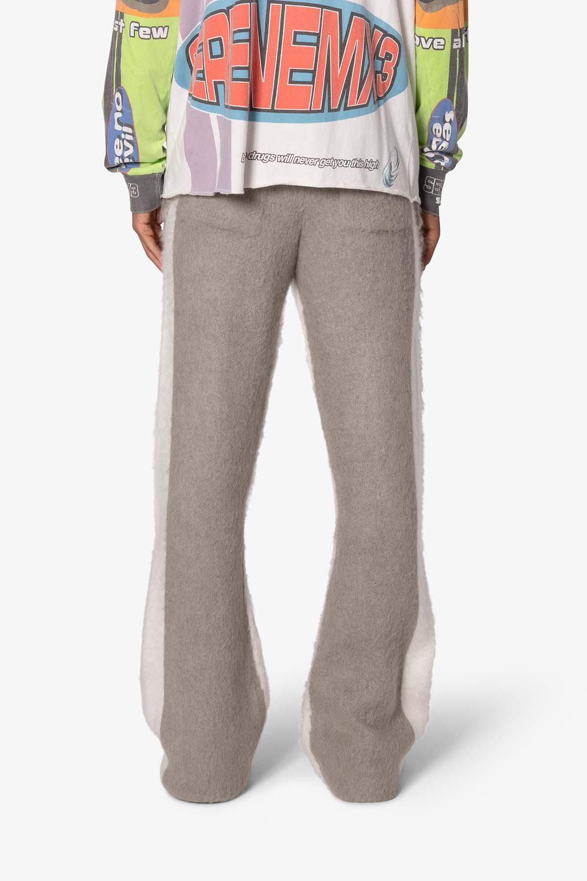 Fuzzy Stripe Sweatpants - Grey Product Image