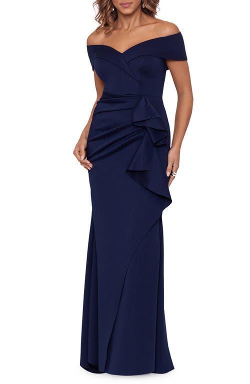 Xscape Petite Off-The-Shoulder Ruffle Gown Product Image