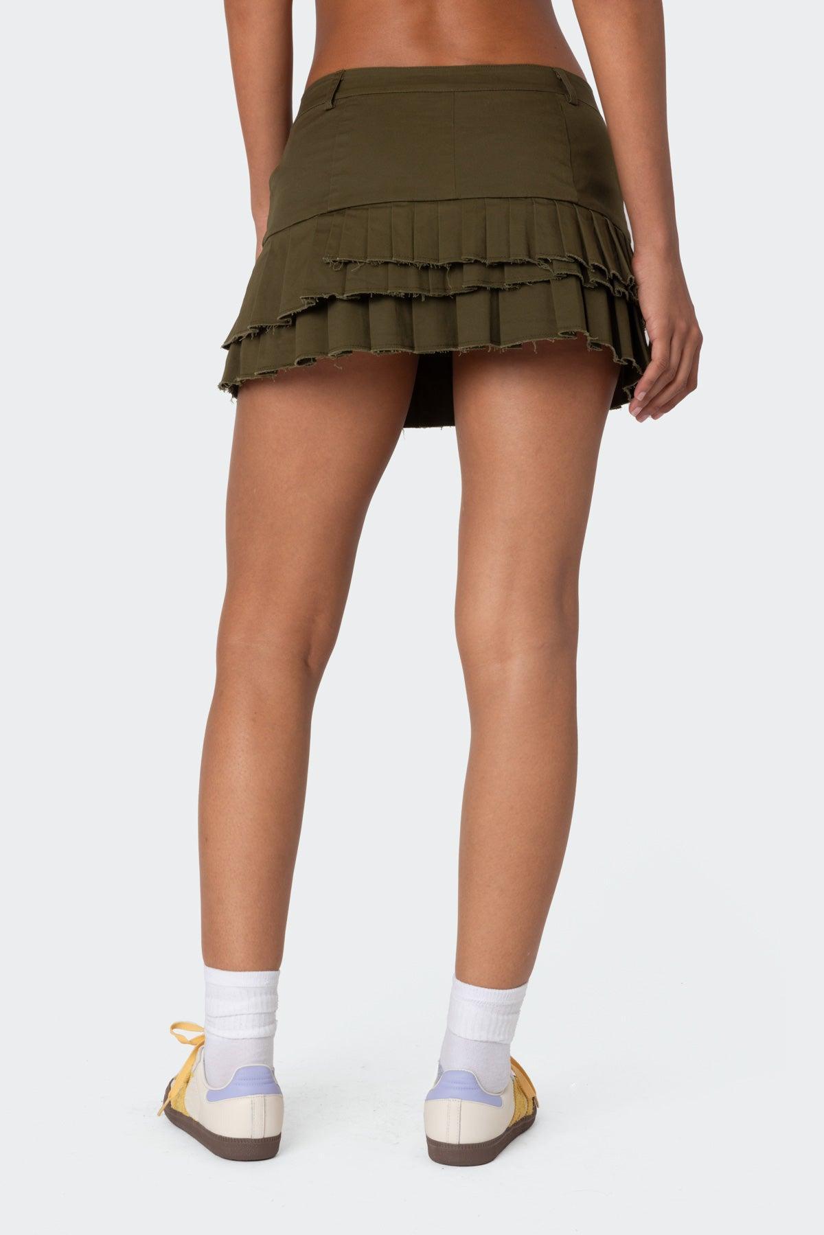 Layered Pleats Mini Skirt Product Image