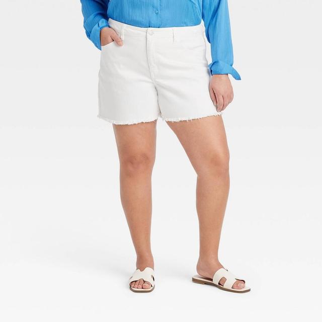 Womens Mid-Rise Jean Shorts - Ava & Viv White 20 Product Image