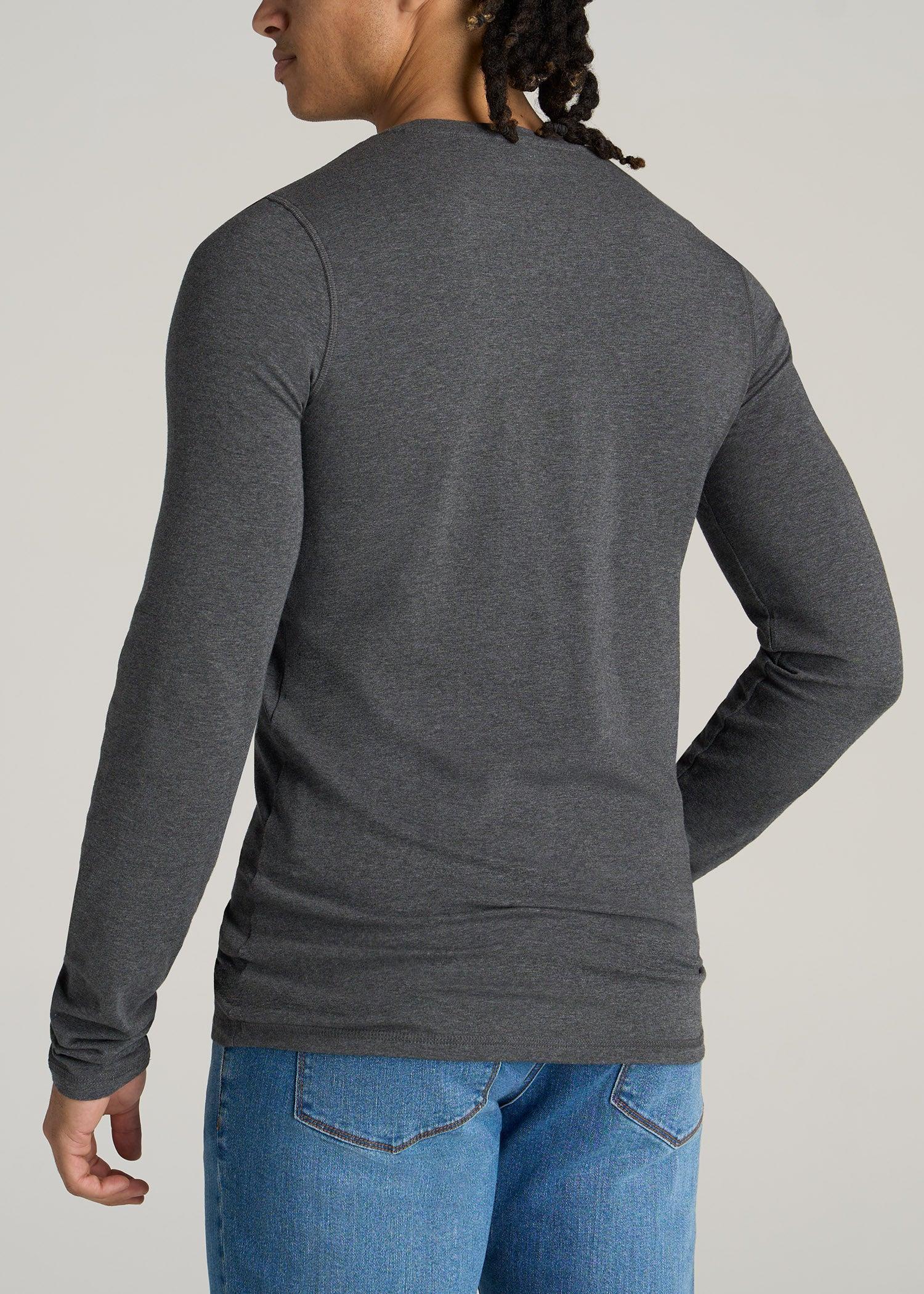 The Essential SLIM-FIT Long Sleeve Tee for Tall Men in Charcoal Mix Product Image