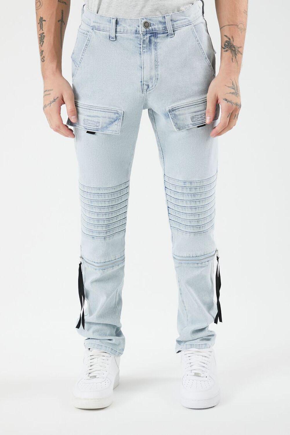 Slim-Fit Moto Cargo Jeans | Forever 21 Product Image