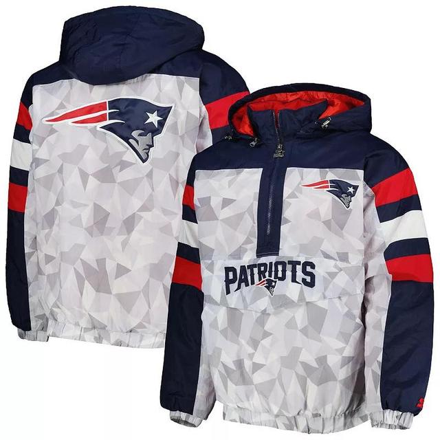 Mens Starter /Navy New England Patriots Thursday Night Gridiron Raglan Half-Zip Hooded Jacket Product Image