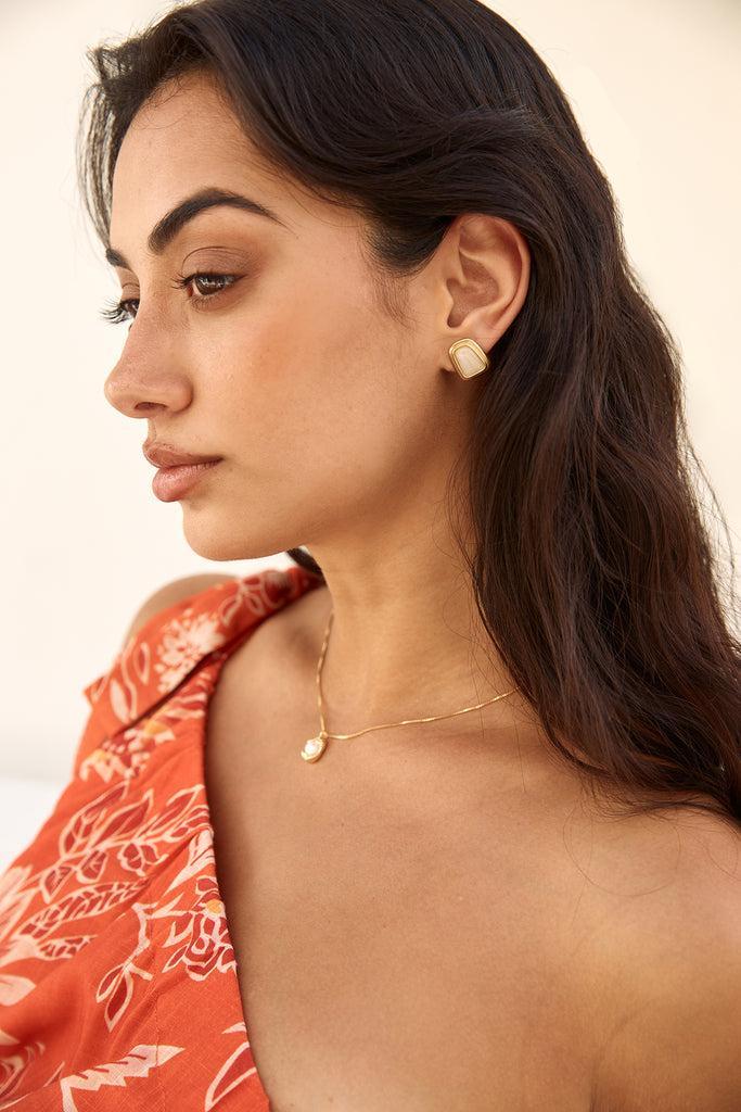 14k Gold Plated Wander Far Earrings Gold Product Image