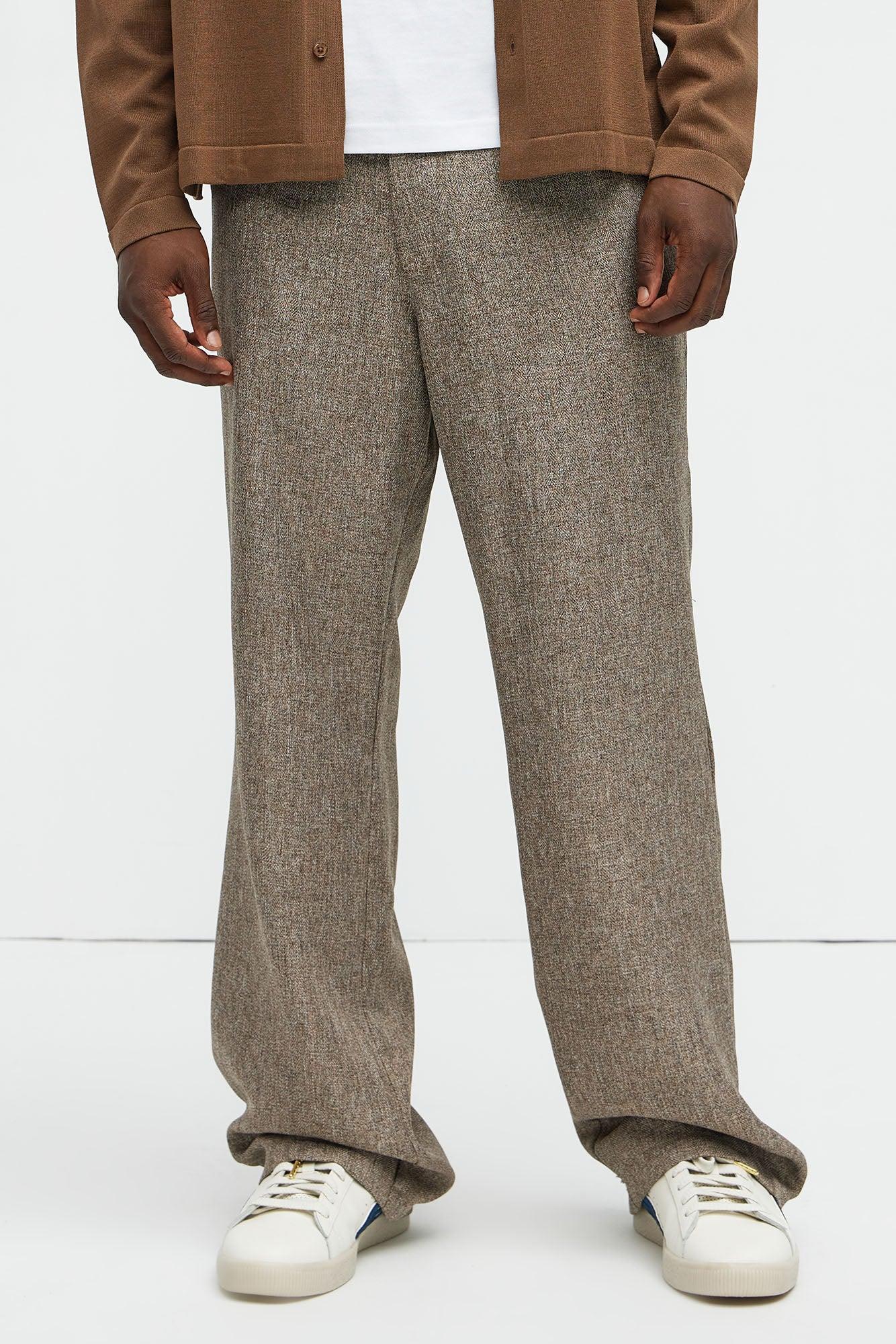 Canary Textured Relaxed Straight Trousers - Brown product image