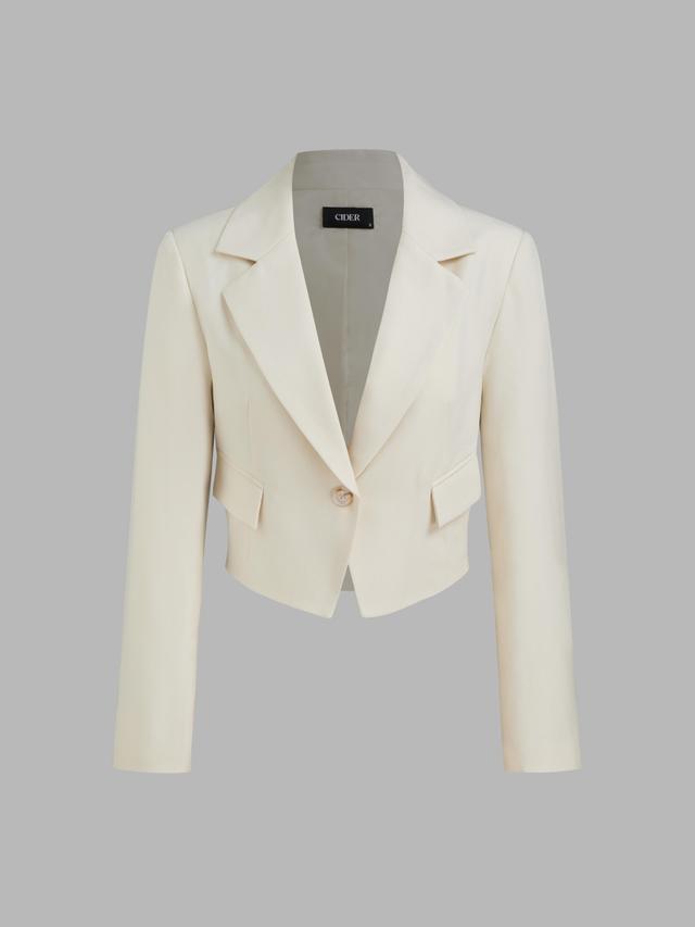 Collar Solid Button Pocket Blazer Product Image