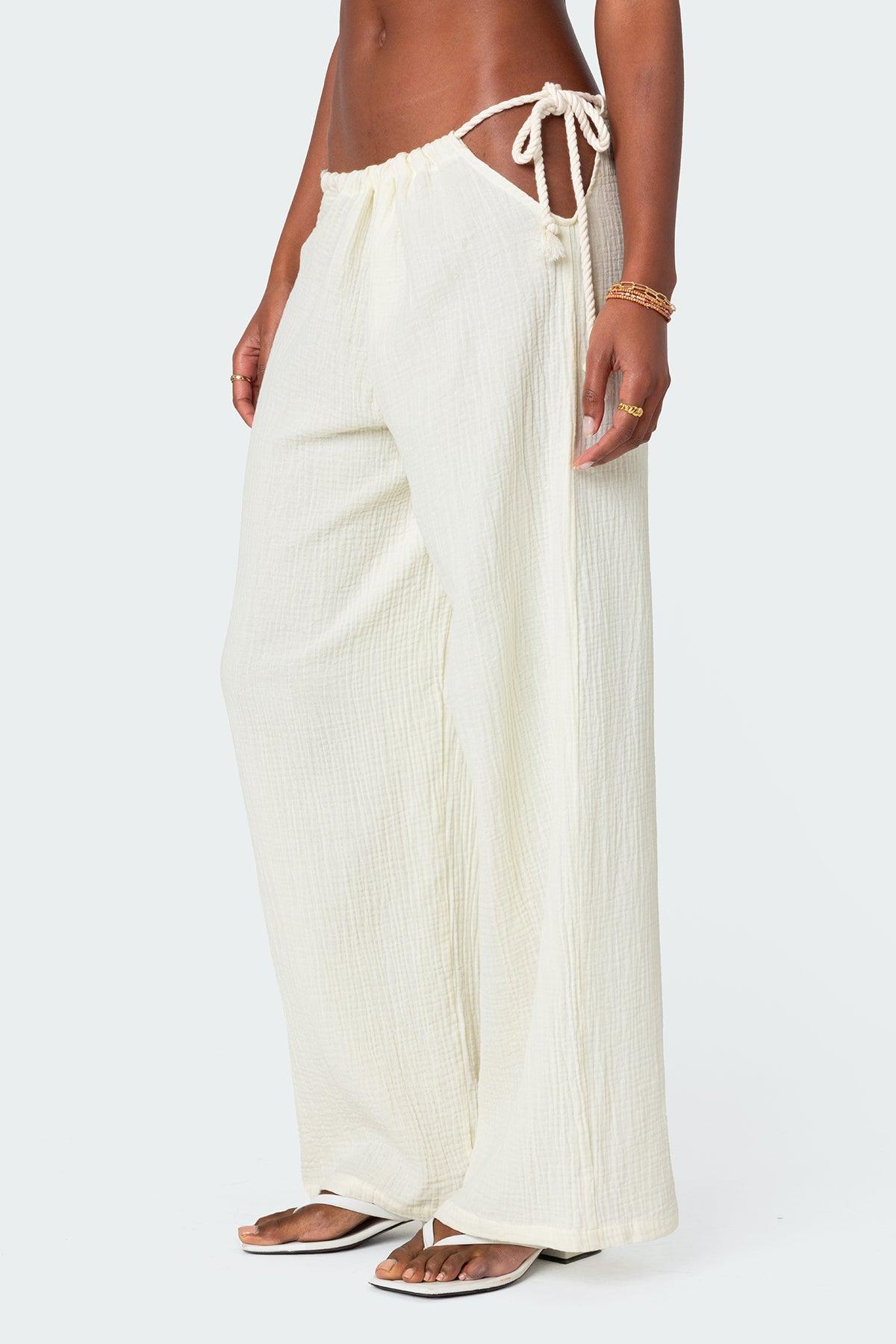 Leoni Side Tie Cotton Gauze Pants Product Image