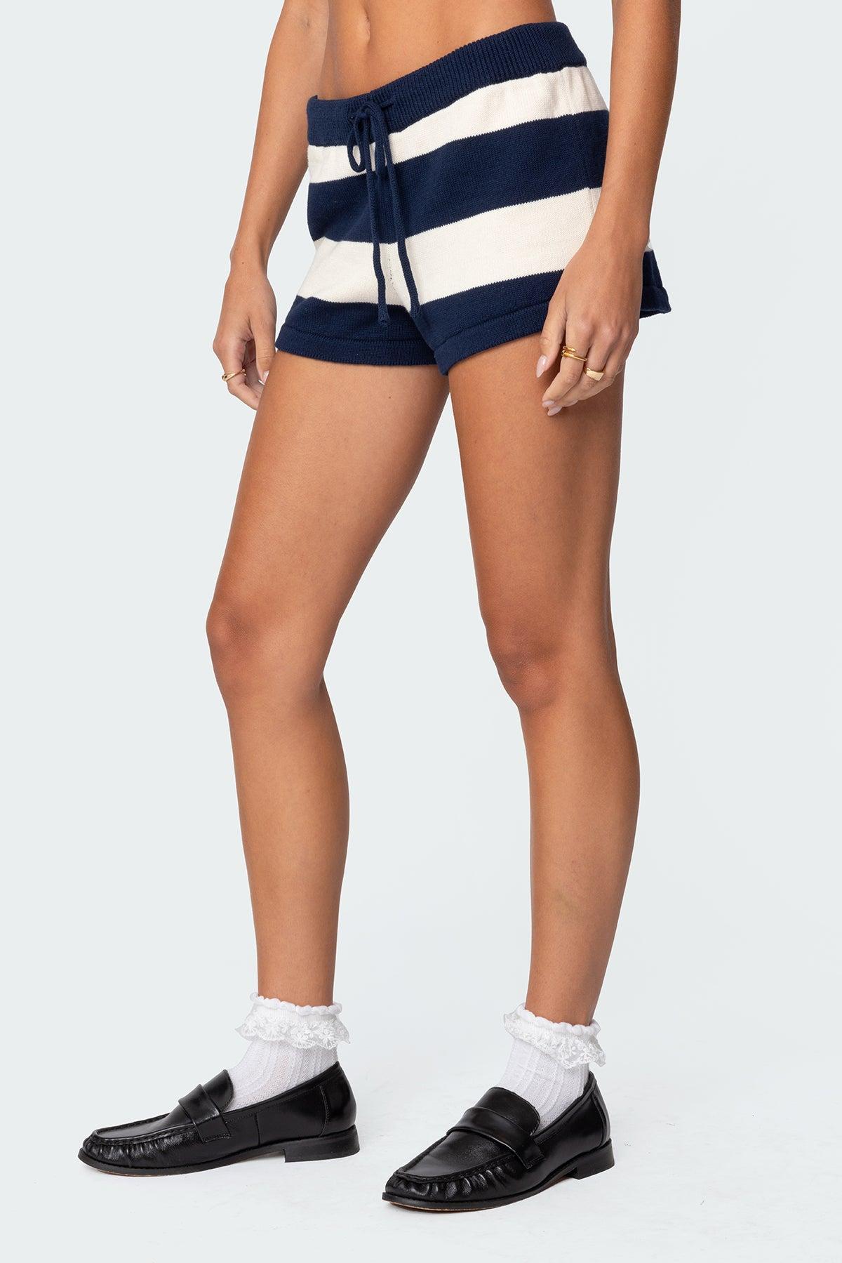 Riley Striped Knit Shorts Product Image