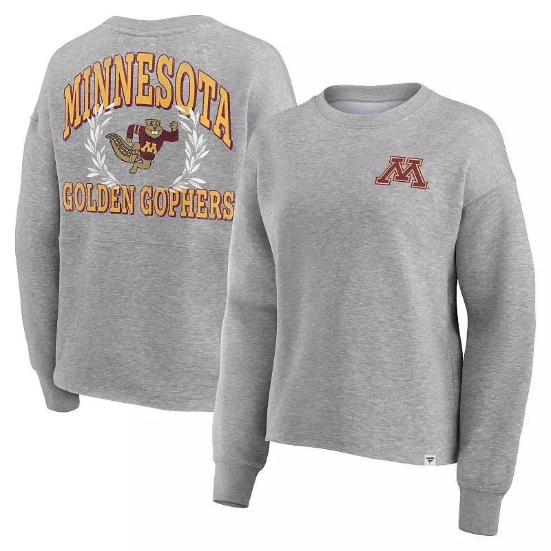 Womens Fanatics Branded Heather Gray Minnesota Golden Gophers Ready Play Crew Pullover Sweatshirt Product Image