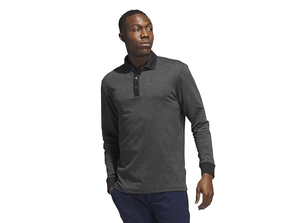 adidas Golf Essentials Long Sleeve Polo Shirt (Black Melange) Men's Clothing Product Image