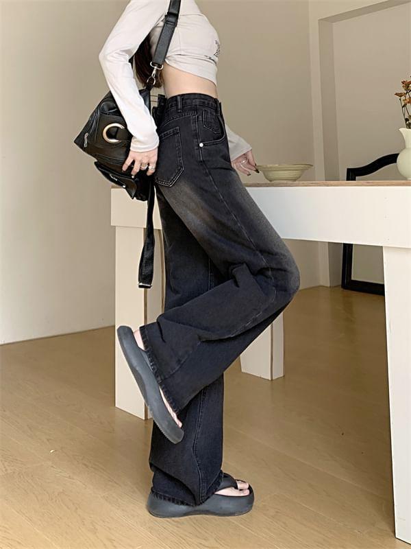 High Rise Washed Wide Leg Jeans Product Image