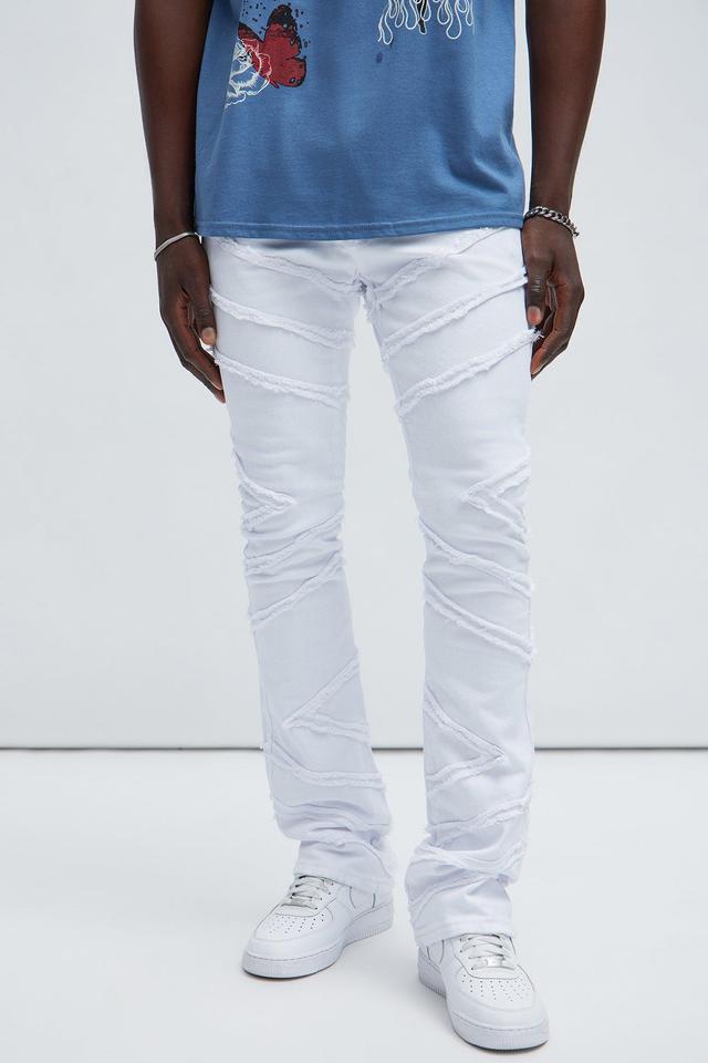 Check Me Out Fray Stacked Skinny Flare Pants - White Product Image