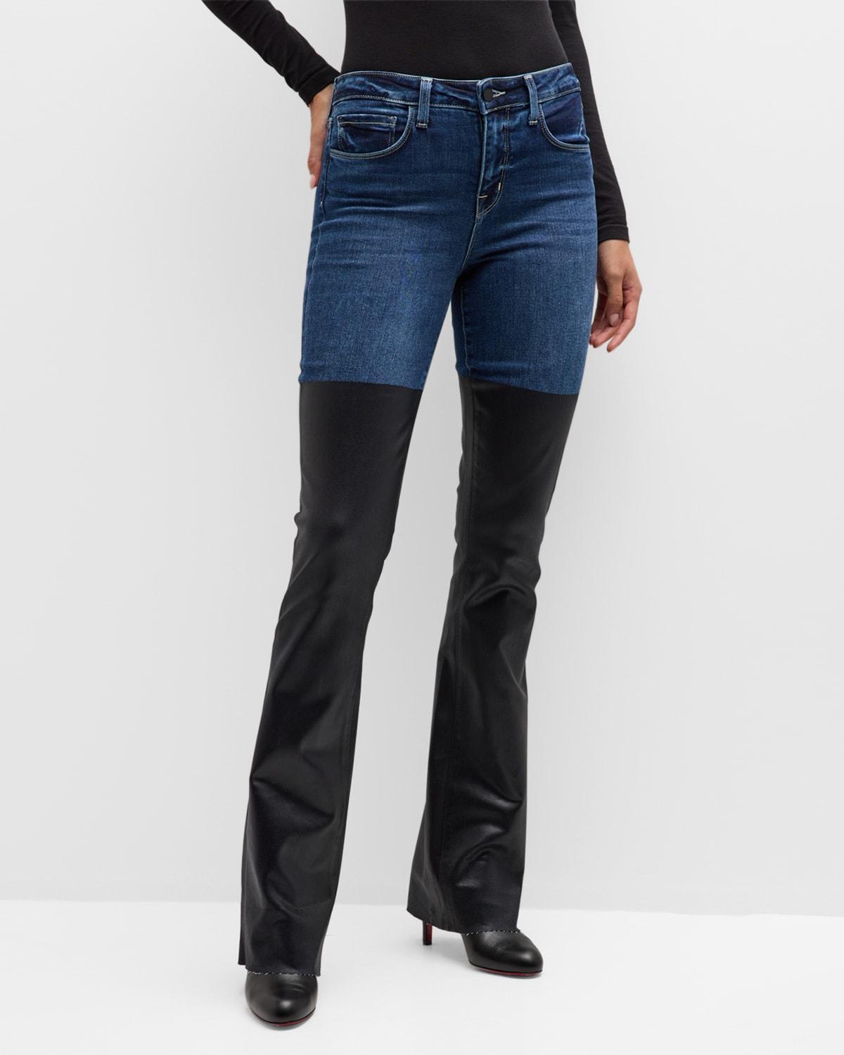 Womens Ruth Mixed-Media Flare Jeans Product Image