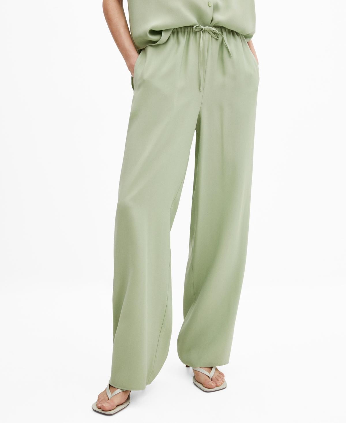 MANGO - Wideleg pants with elastic waist ecruWomen Product Image