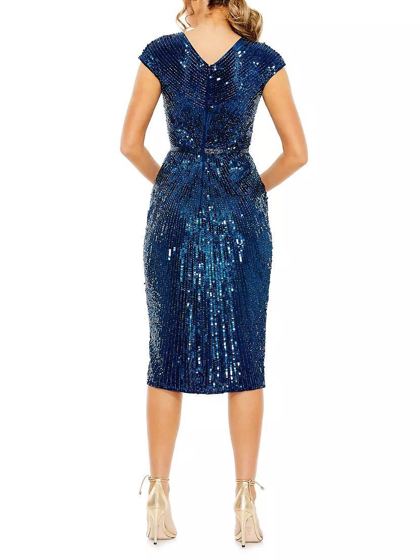 Sequin-Embellished Wrap-Style Midi-Dress Product Image