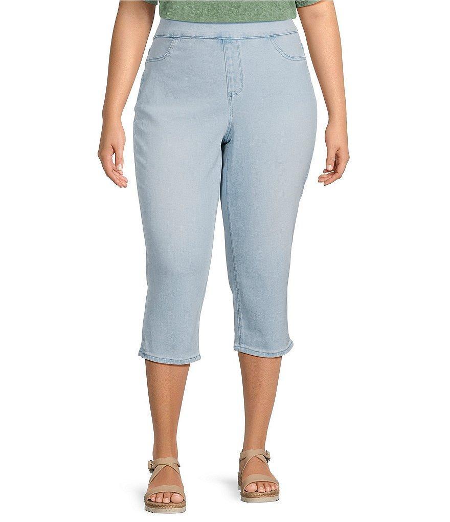 NYDJ Plus Size Dakota Mid Rise Straight Leg Crop Pull-On Jeans Product Image