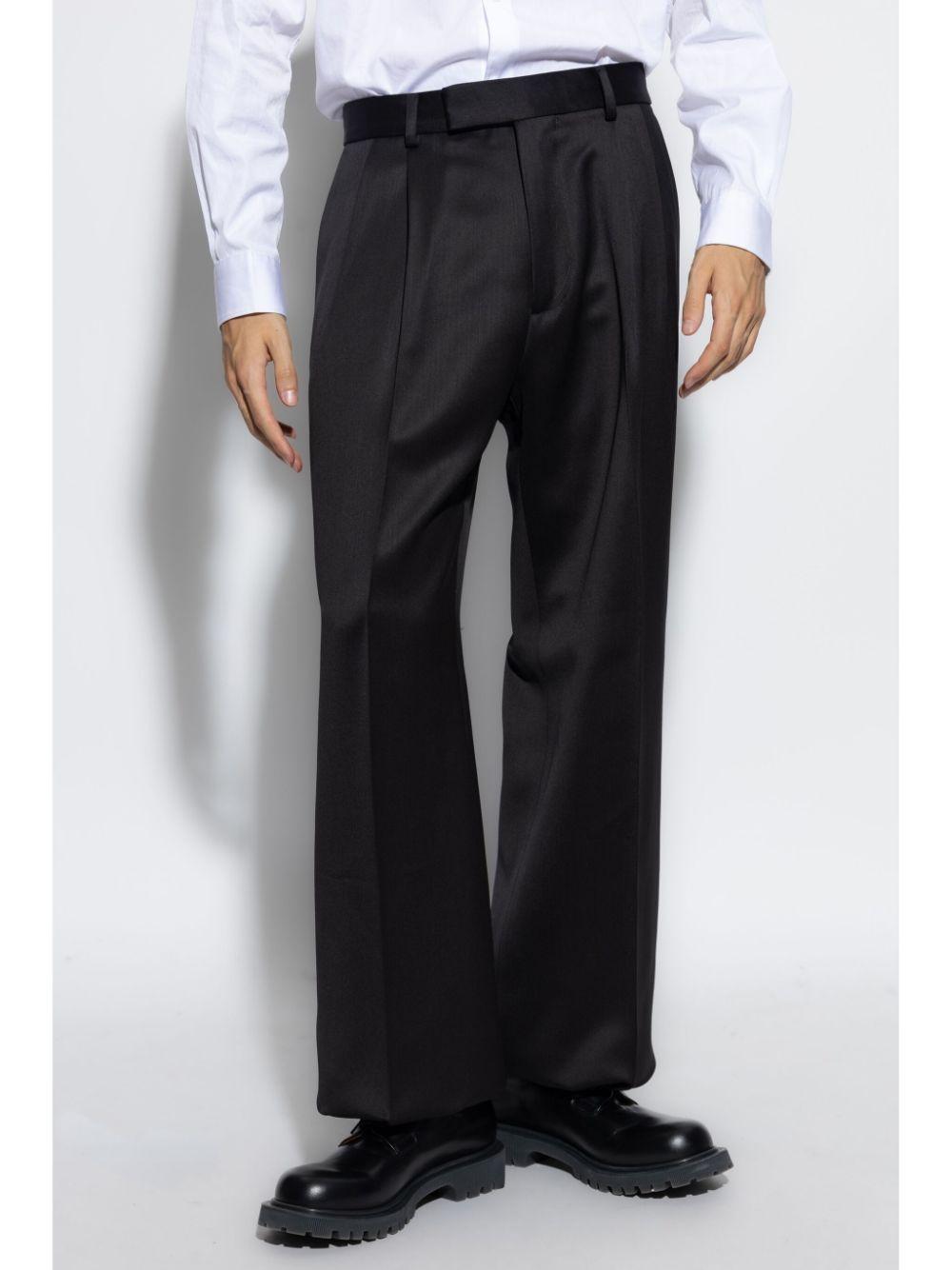 Straight Leg Pleated Trousers In Black Product Image