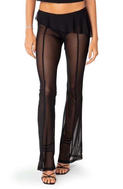 Womens Carsen Ruffle Sheer Mesh Pants Product Image