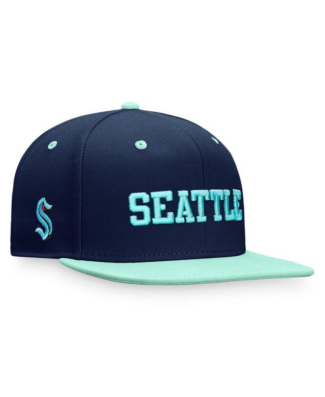 Mens Fanatics Branded Deep Sea Blue/Light Blue Seattle Kraken Heritage City Two-Tone Snapback Hat Product Image