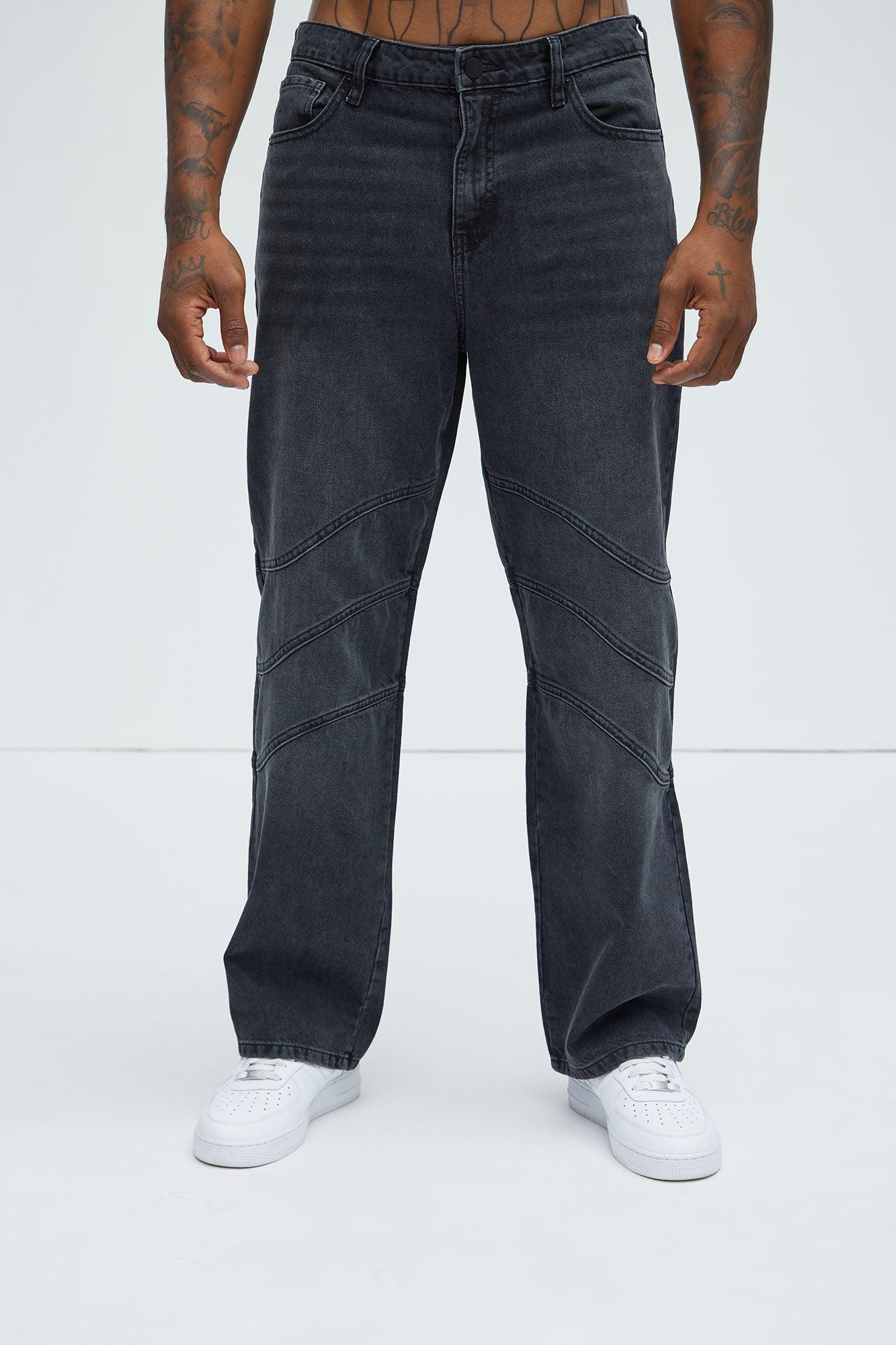 Taj Paneled Straight Jeans - Black Wash Product Image