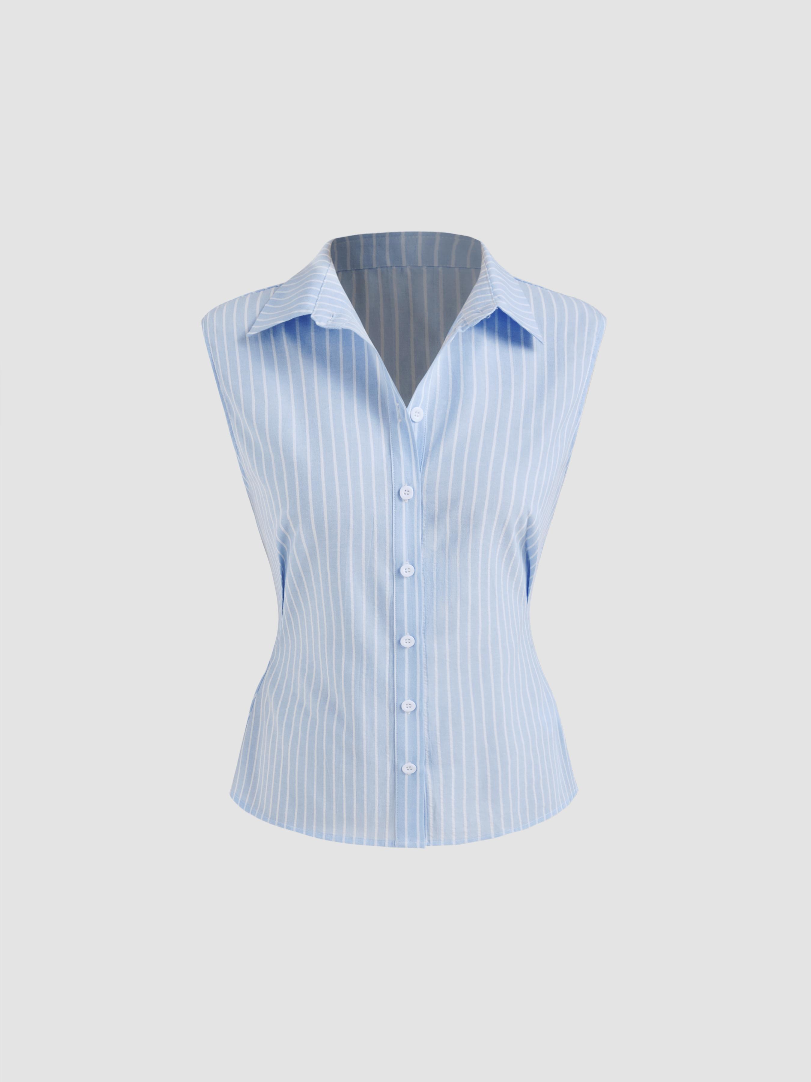 Collar Striped Sleeveless Shirt product image