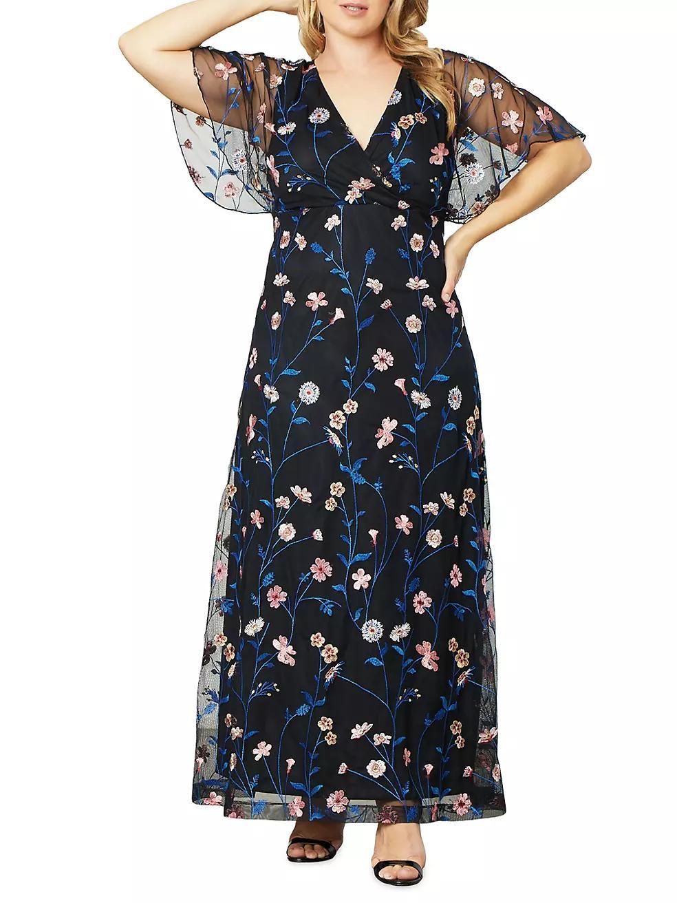 Embroidered Elegance Floral Gown Product Image