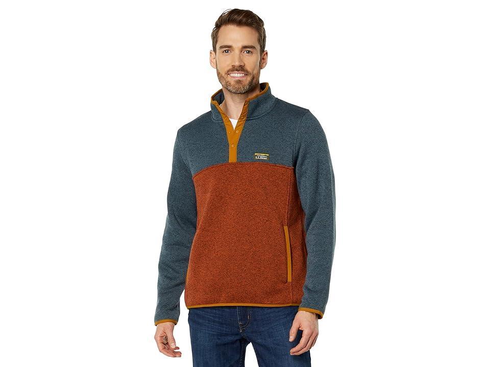 L.L.Bean Sweater Fleece Pullover Color-Block Regular (Rangley /Light Mahogany) Men's Clothing Product Image