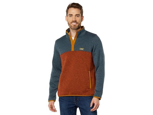 L.L.Bean Sweater Fleece Pullover Color-Block Regular (Rangley /Light Mahogany) Men's Clothing Product Image