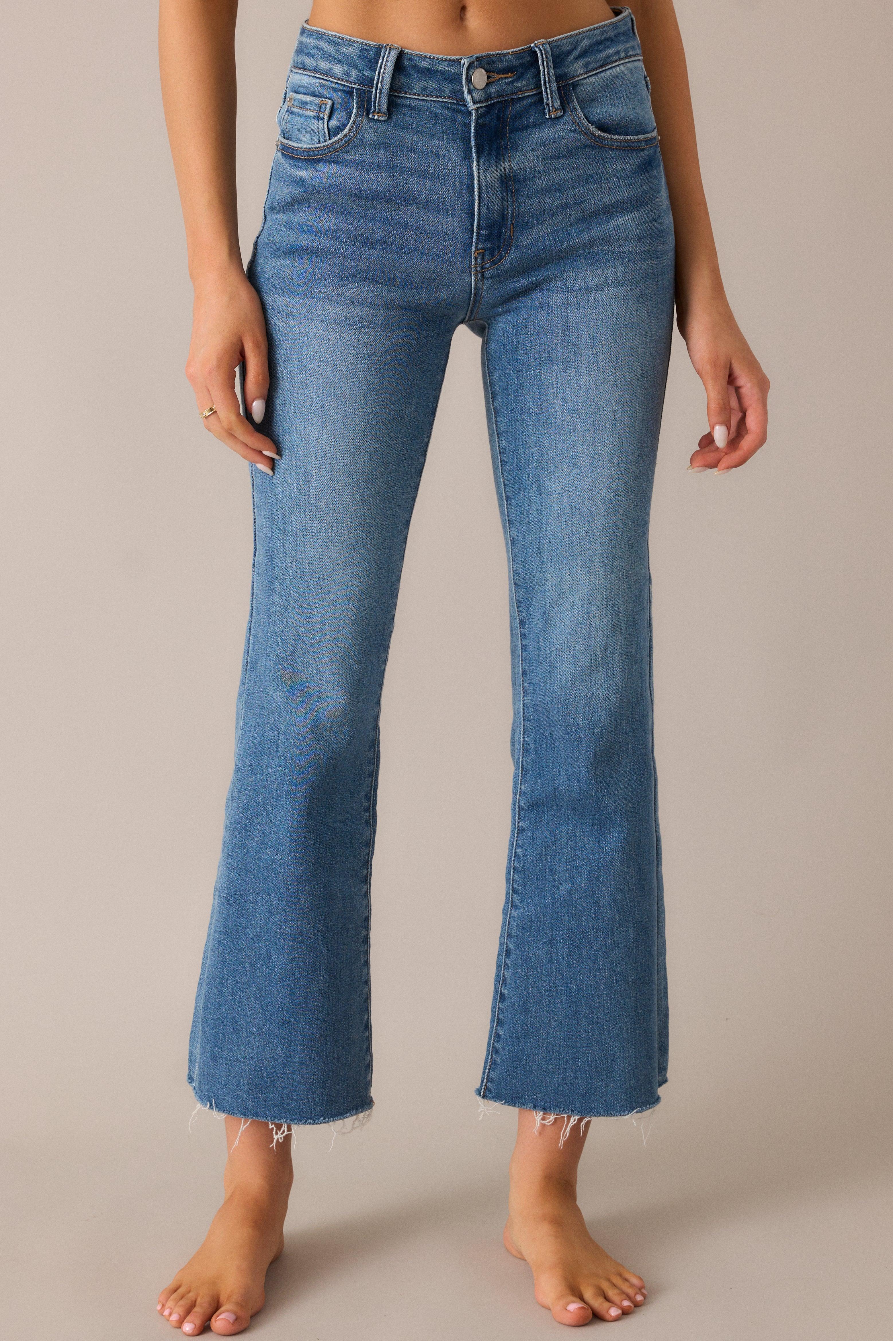 Nightfall Spark Medium Wash Cropped Flare Jeans Product Image