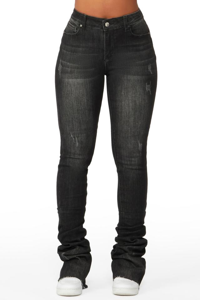 Makena Black Super Stacked Jean Female Product Image