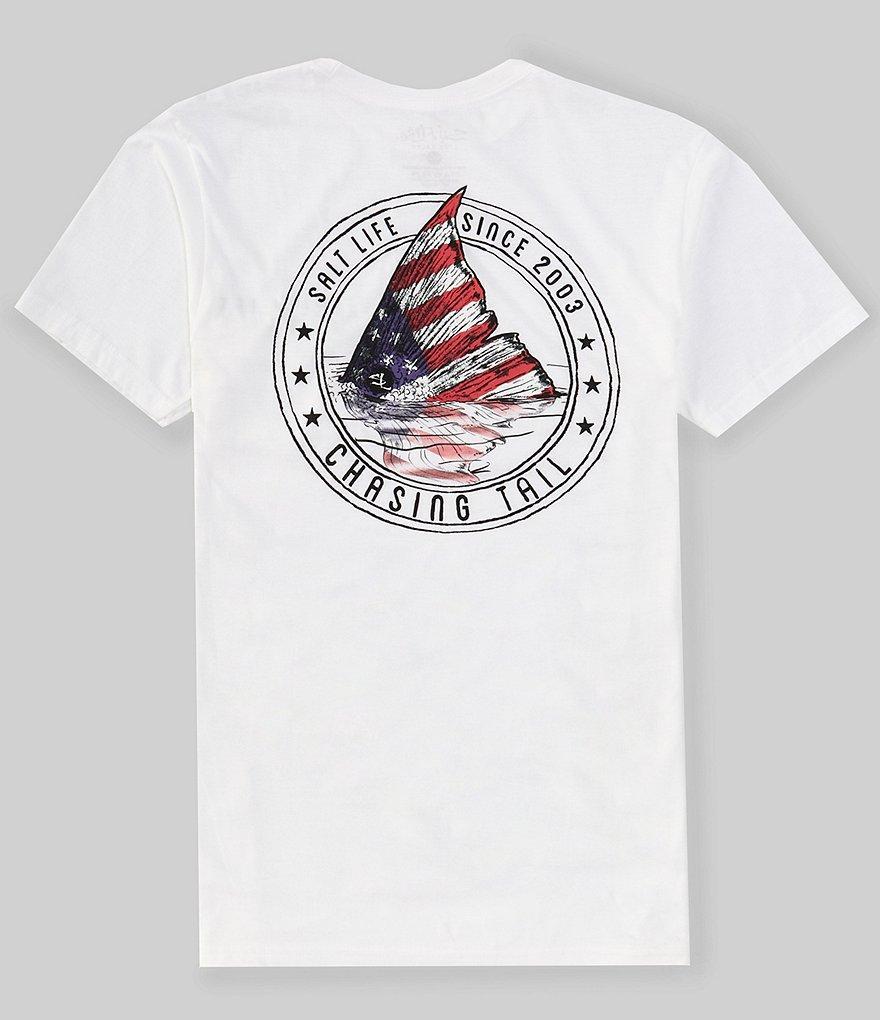 Salt Life Red Fish Stars & Stripes Short Sleeve Pocket Graphic T-Shirt Product Image