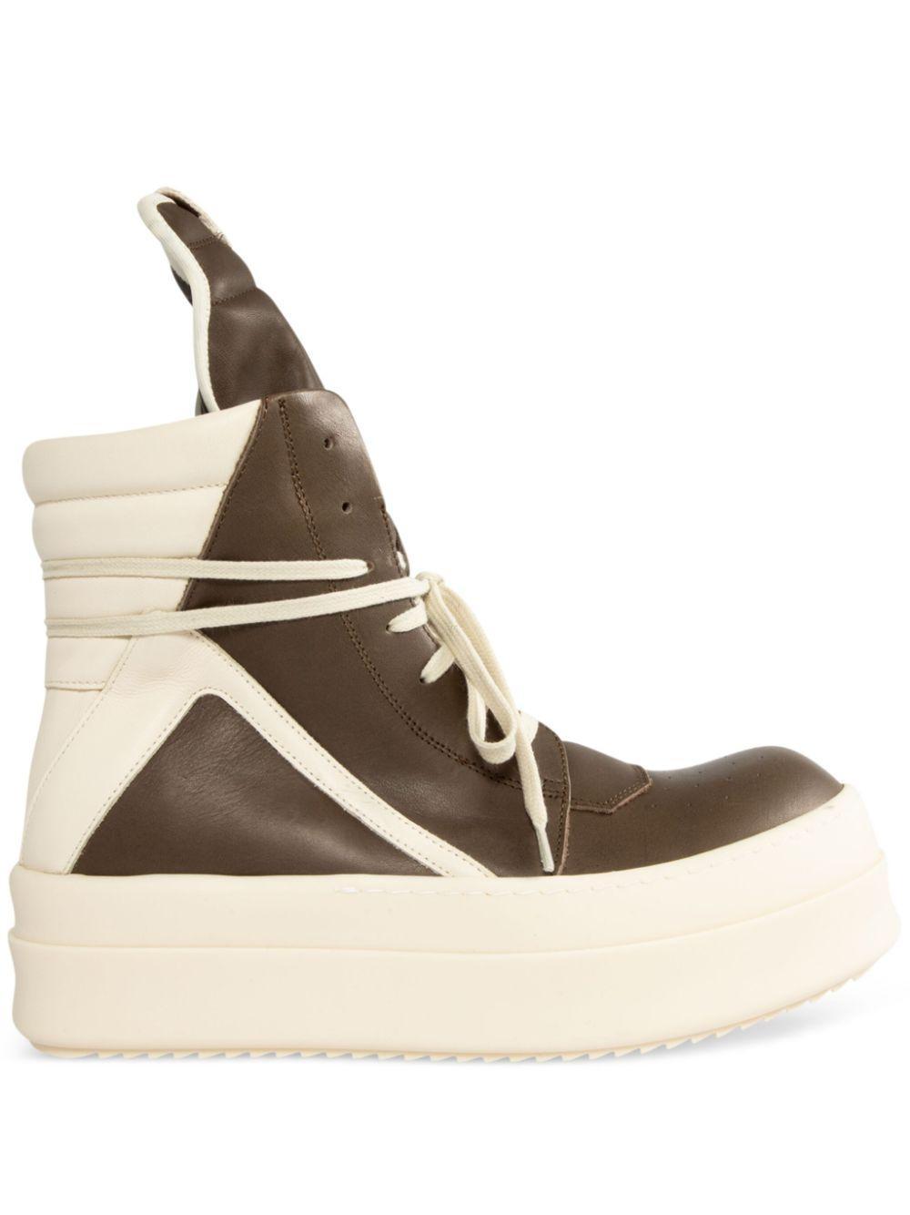 RICK OWENS Brown & Off-white Porterville Geobasket Sneakers Product Image