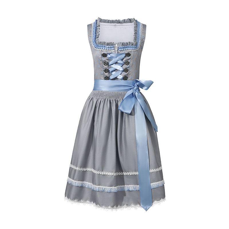 Sleeveless Square Neck Lace Up Midi A-Line Dress Product Image