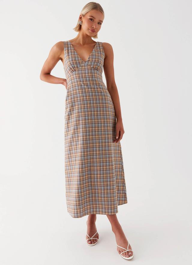 Daphny Gathered Bust Midi Dress - Check Product Image