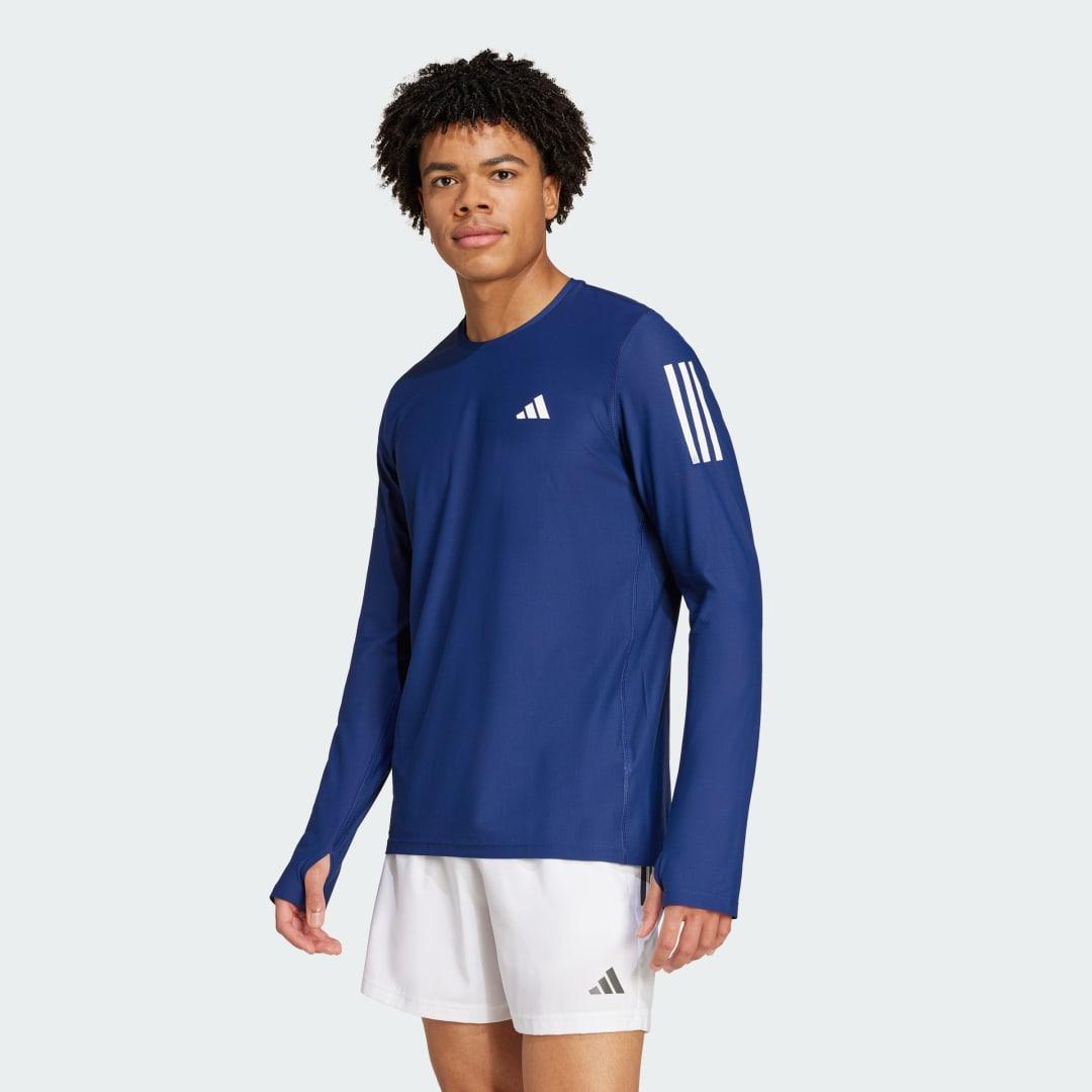 adidas Own The Run Long Sleeve Tee White S Mens Product Image