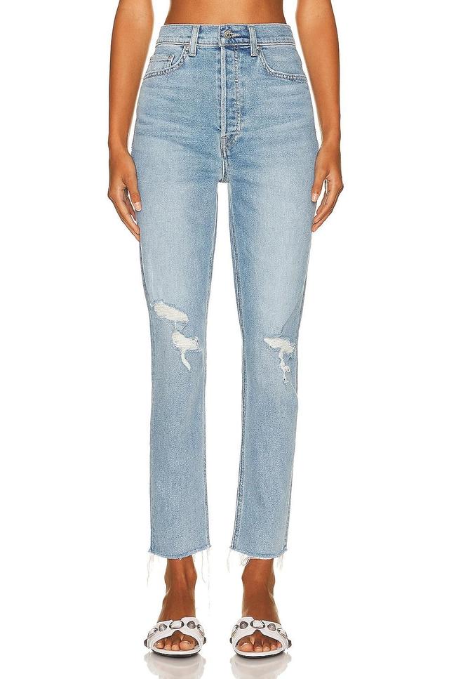 GRLFRND Piper Super High Rise Slim in La Jolla - Blue. Size 29 (also in 32). Product Image