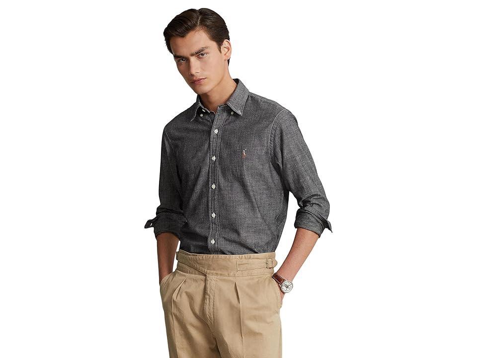 Polo Ralph Lauren Classic Fit Chambray Shirt (Grey) Men's Clothing Product Image