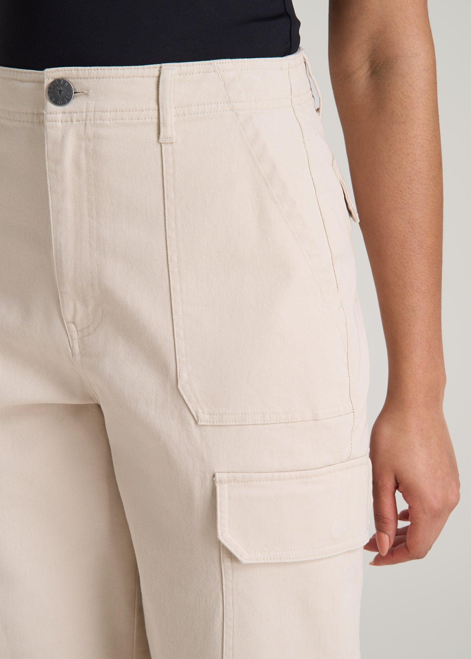 Straight Leg Cargo Chino Pants for Tall Women in Soft Beige Product Image